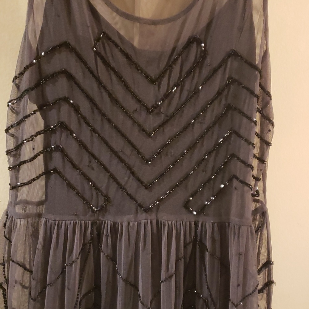 SOLD☆Sheer FREE PEOPLE beaded mini dress - Picture 3 of 3